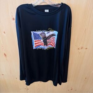 Land Of The Free Home Of The Brave LS Tee Size L  Black Graphic Unisex